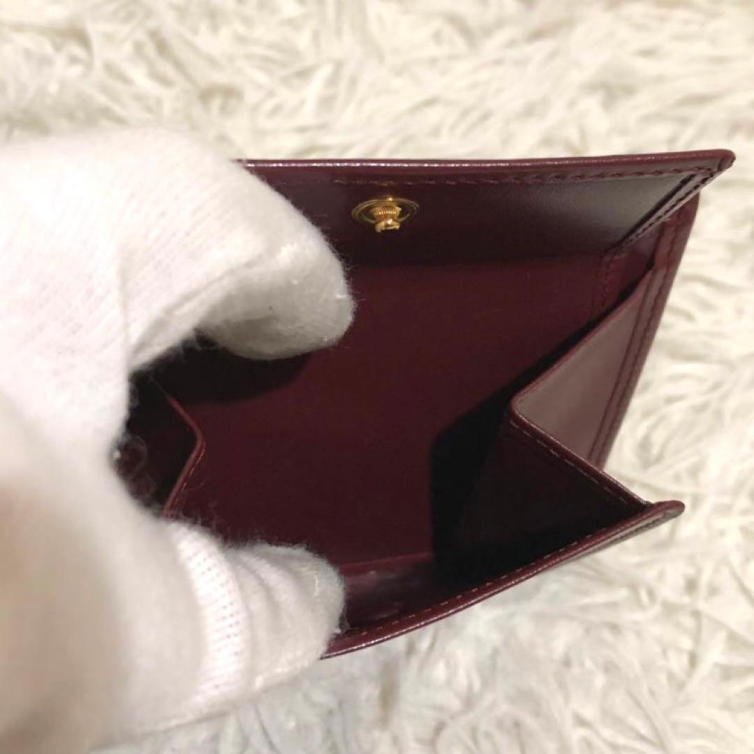 未使用✨カルティエ　 レザー　二つ折り財布 マストライン ボルドー系