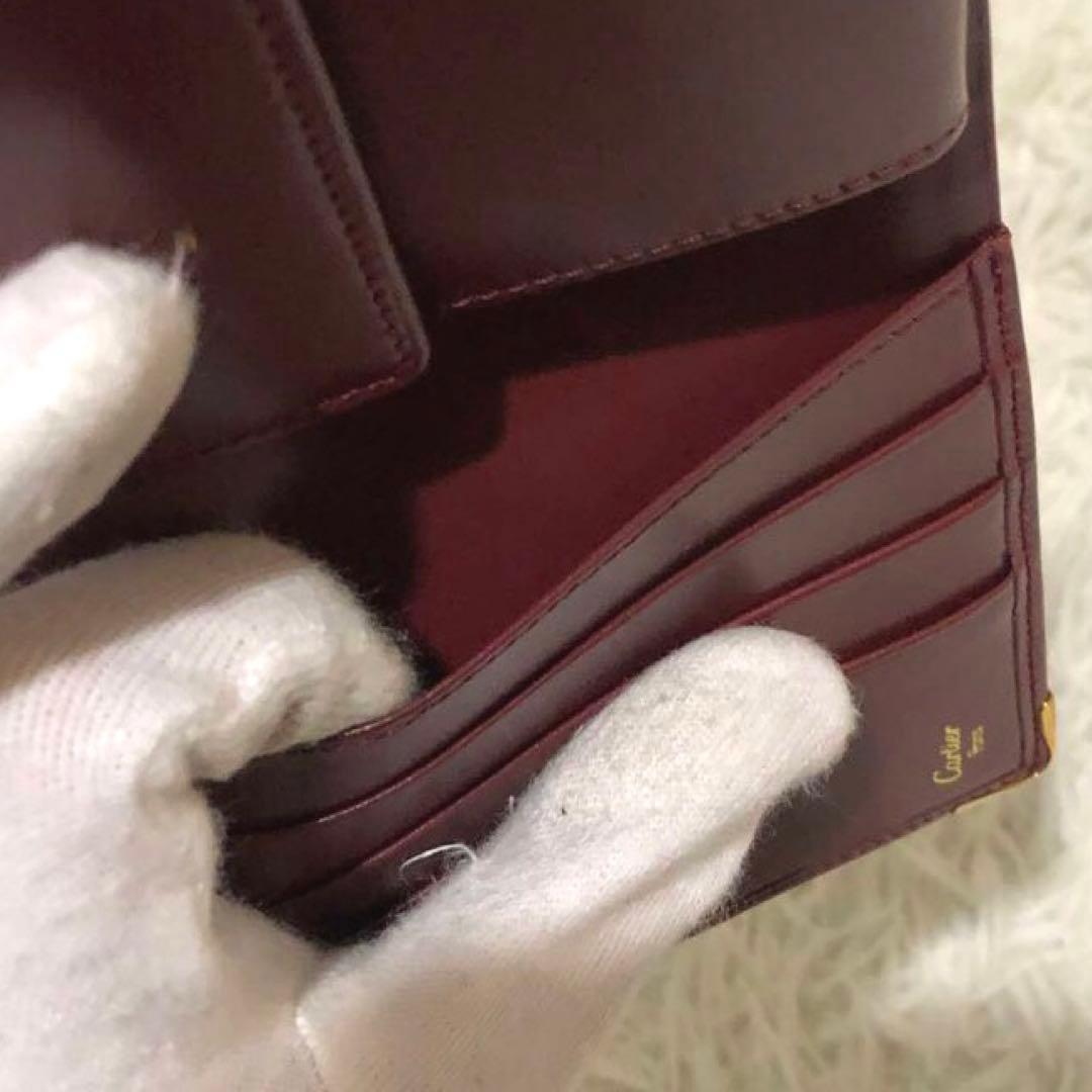 未使用✨カルティエ　 レザー　二つ折り財布 マストライン ボルドー系