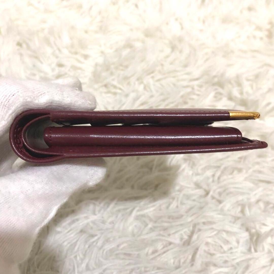 未使用✨カルティエ　 レザー　二つ折り財布 マストライン ボルドー系