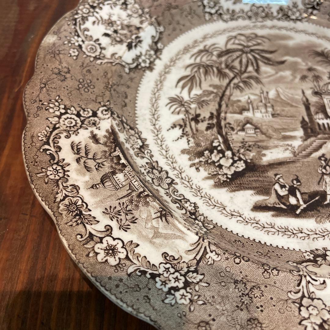 美品　リッジウェイ・オリエンタル　スタッフォードシャー　転写　アンティーク　希少