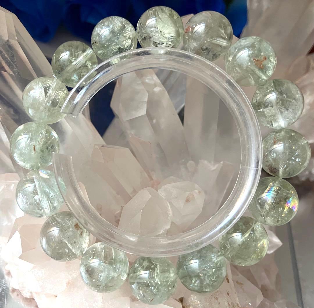 奇跡の聖なるグリーン水晶　幻の聖山カイラス　天然水晶　約13.4〜13.8ミリ