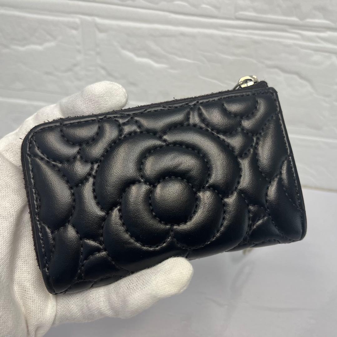 CHANEL シャネル ケース カメリア 財布 ブラック ファスナー良好