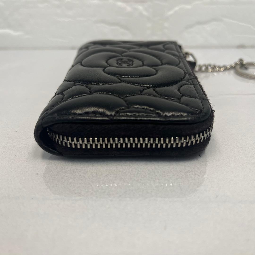 CHANEL シャネル ケース カメリア 財布 ブラック ファスナー良好