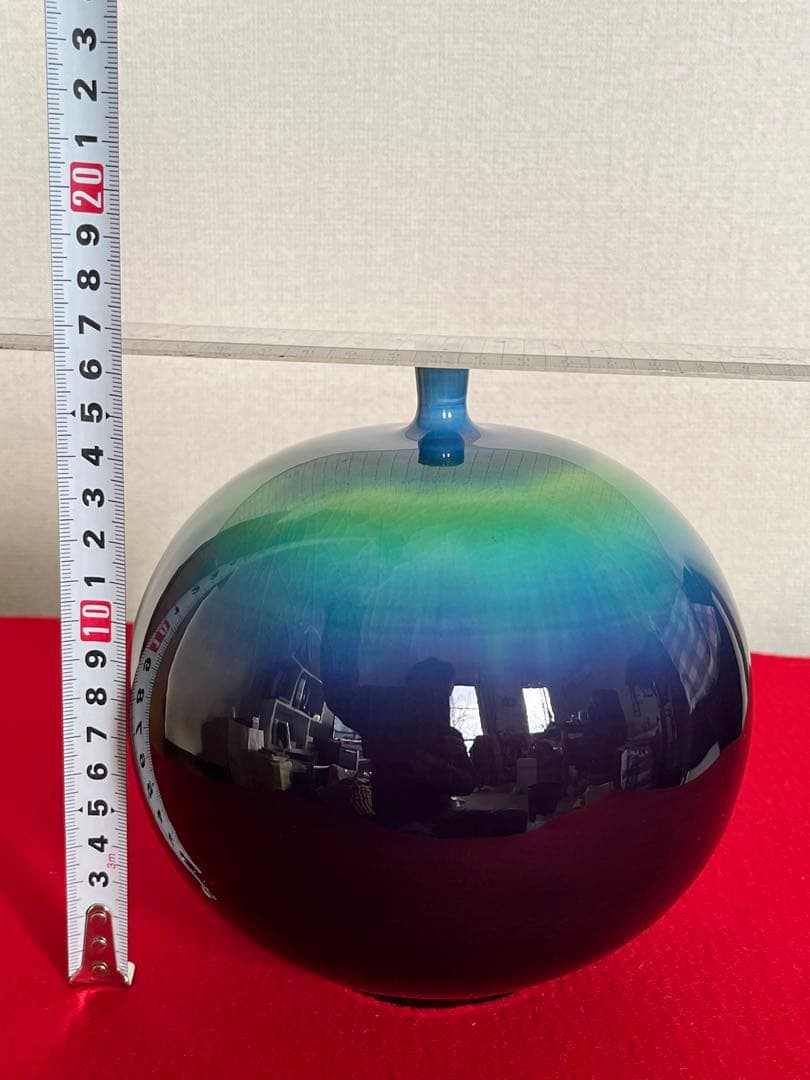 柳雨軒 三代 人間国宝 徳田八十吉（正彦銘）碧明釉 壺 高さ約16㎝ T298