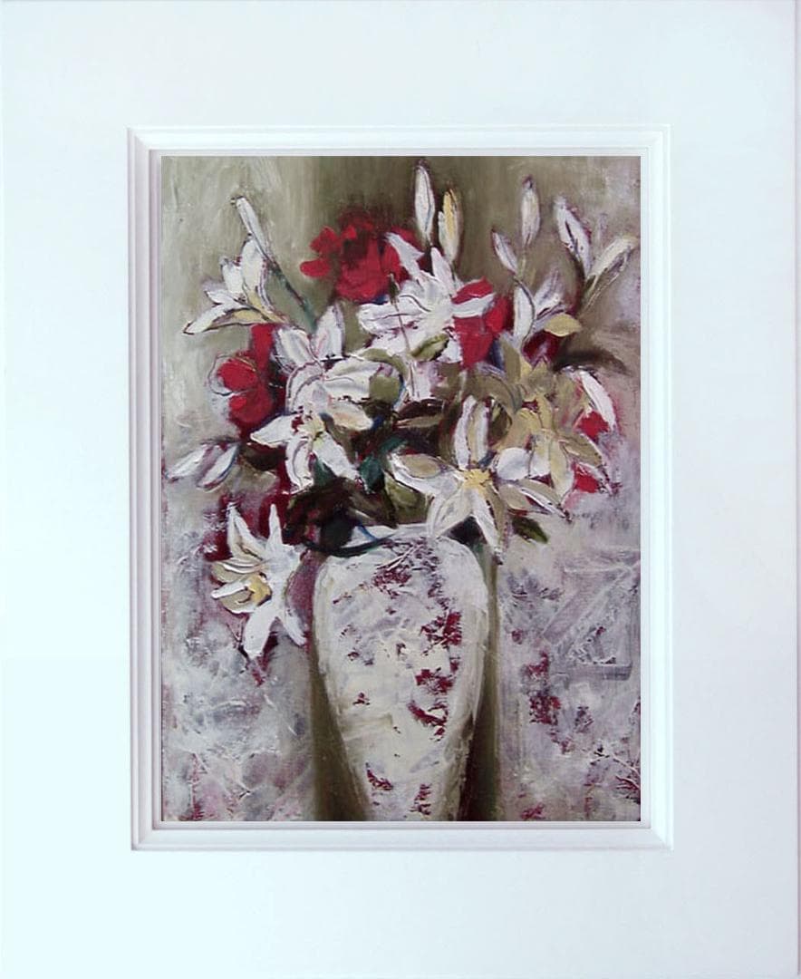 油絵 菅家令子 絵 絵画 インテリア 額付(白) uF6-112402 花 ゆり