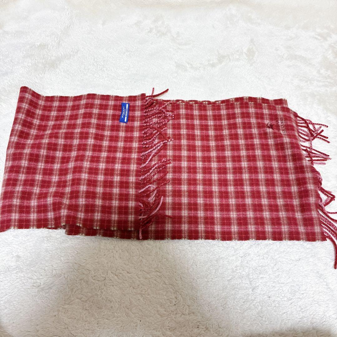 BURBERRY BLUE LABEL バーバリー　赤 チェック マフラー