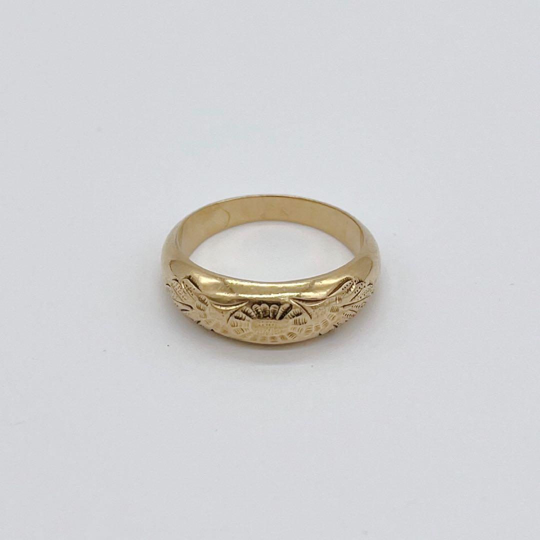 【美品】18K 月型甲丸リング15号 7.4g レディース メンズ 刻印あり