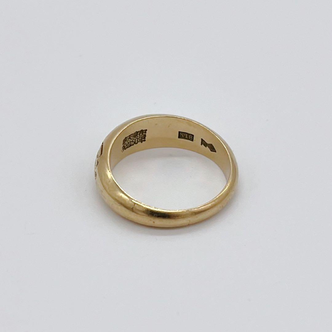 【美品】18K 月型甲丸リング15号 7.4g レディース メンズ 刻印あり