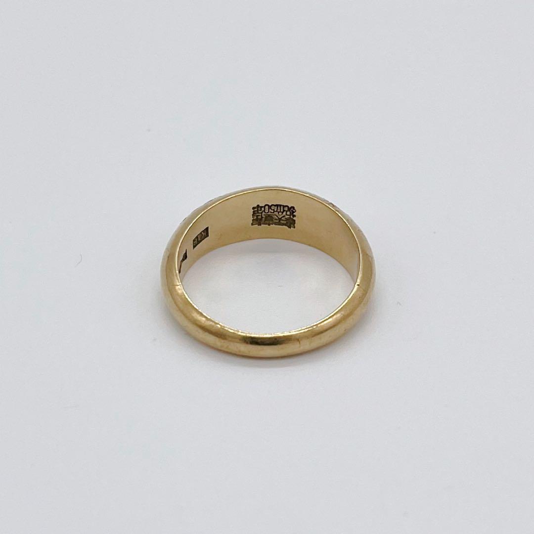 【美品】18K 月型甲丸リング15号 7.4g レディース メンズ 刻印あり