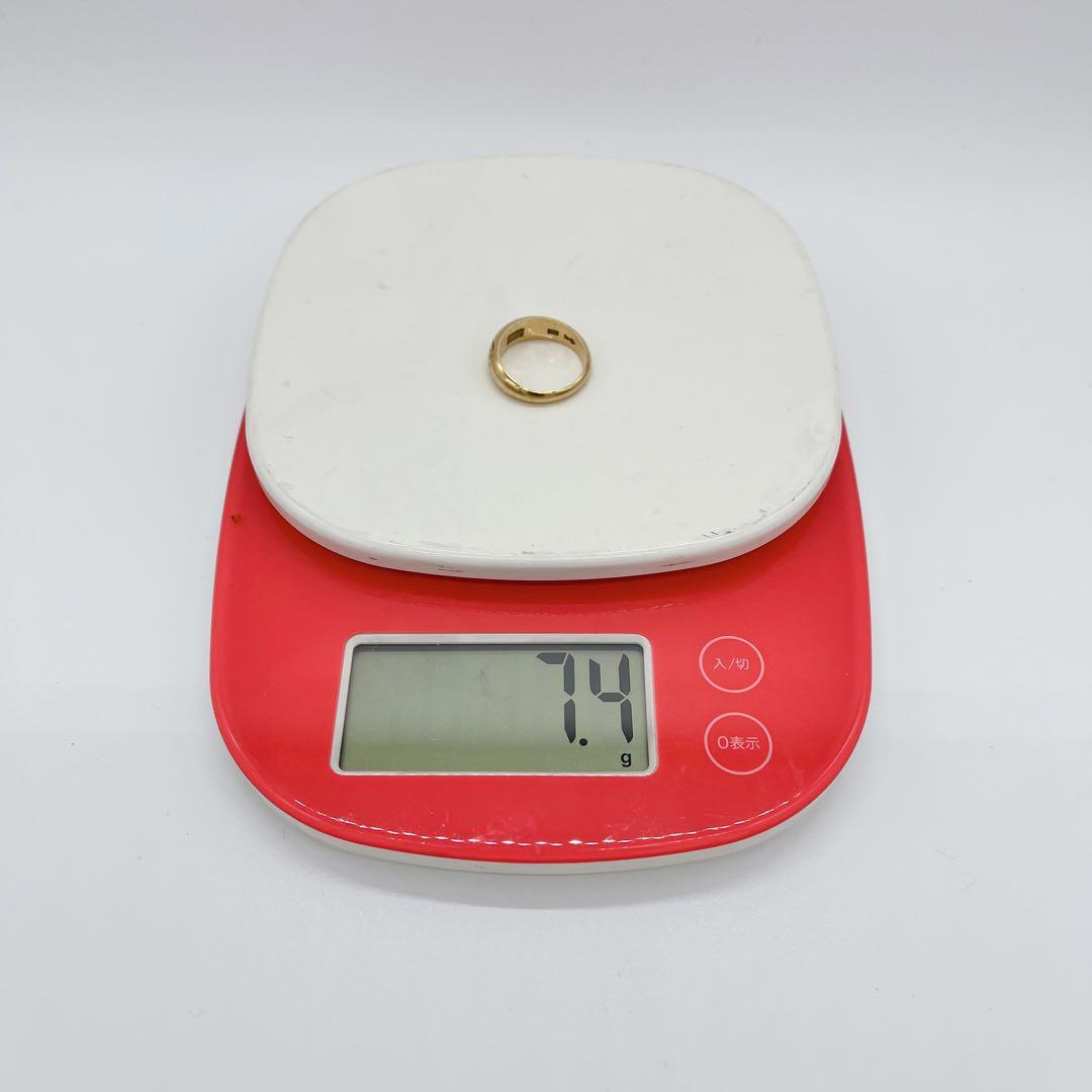 【美品】18K 月型甲丸リング15号 7.4g レディース メンズ 刻印あり