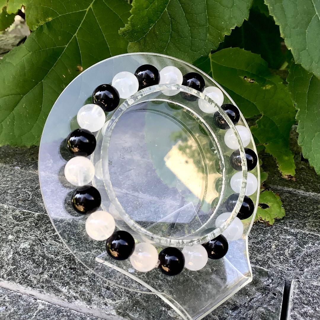 ✳希少貴重の黒平水晶*白黒ブレスレット‼️高品質を安価出品　おまとめ買い大歓迎‼️