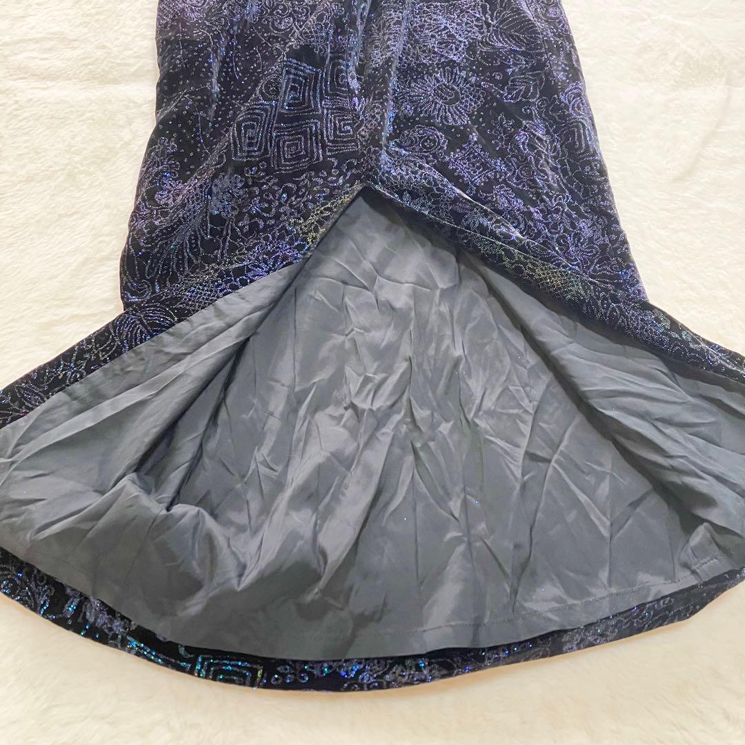 専用　イタリア製 ジャンフランコフィレ ロングドレス　ワンピース シルク　紺色