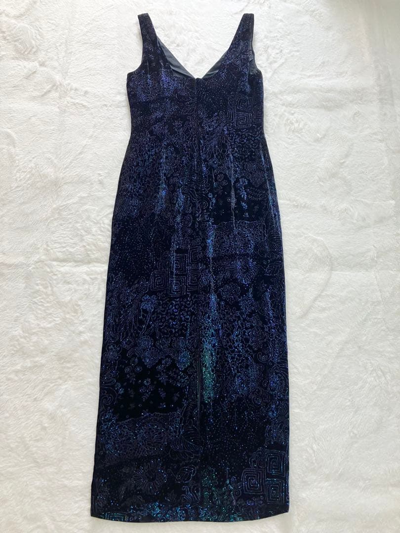 専用　イタリア製 ジャンフランコフィレ ロングドレス　ワンピース シルク　紺色