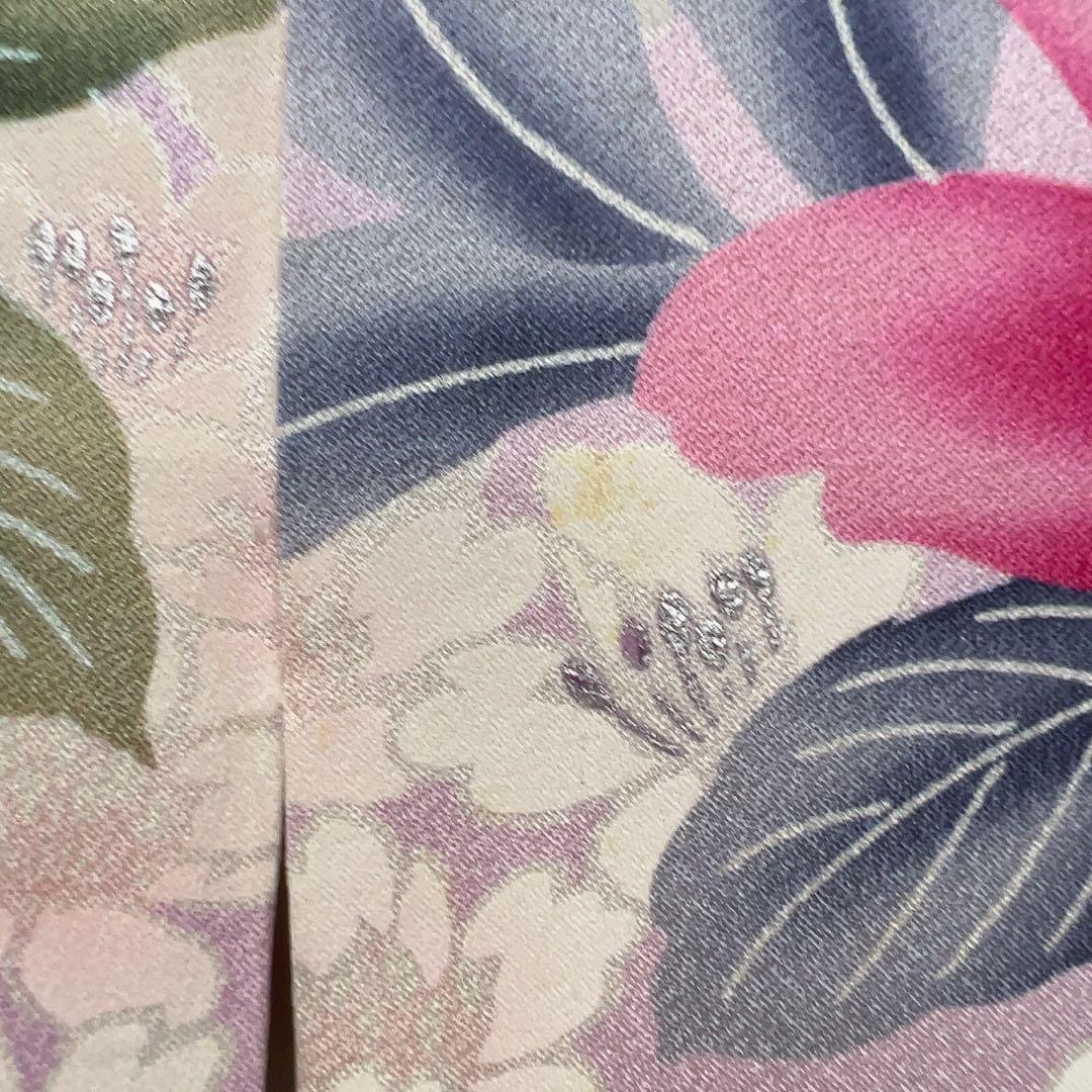 振袖　薔薇　桜　銀彩　着物　081tz