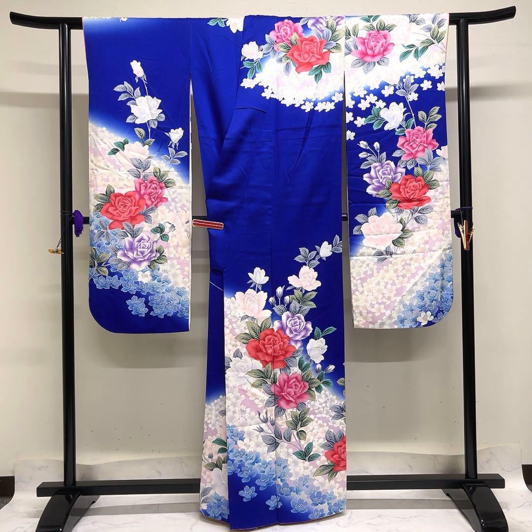 振袖　薔薇　桜　銀彩　着物　081tz