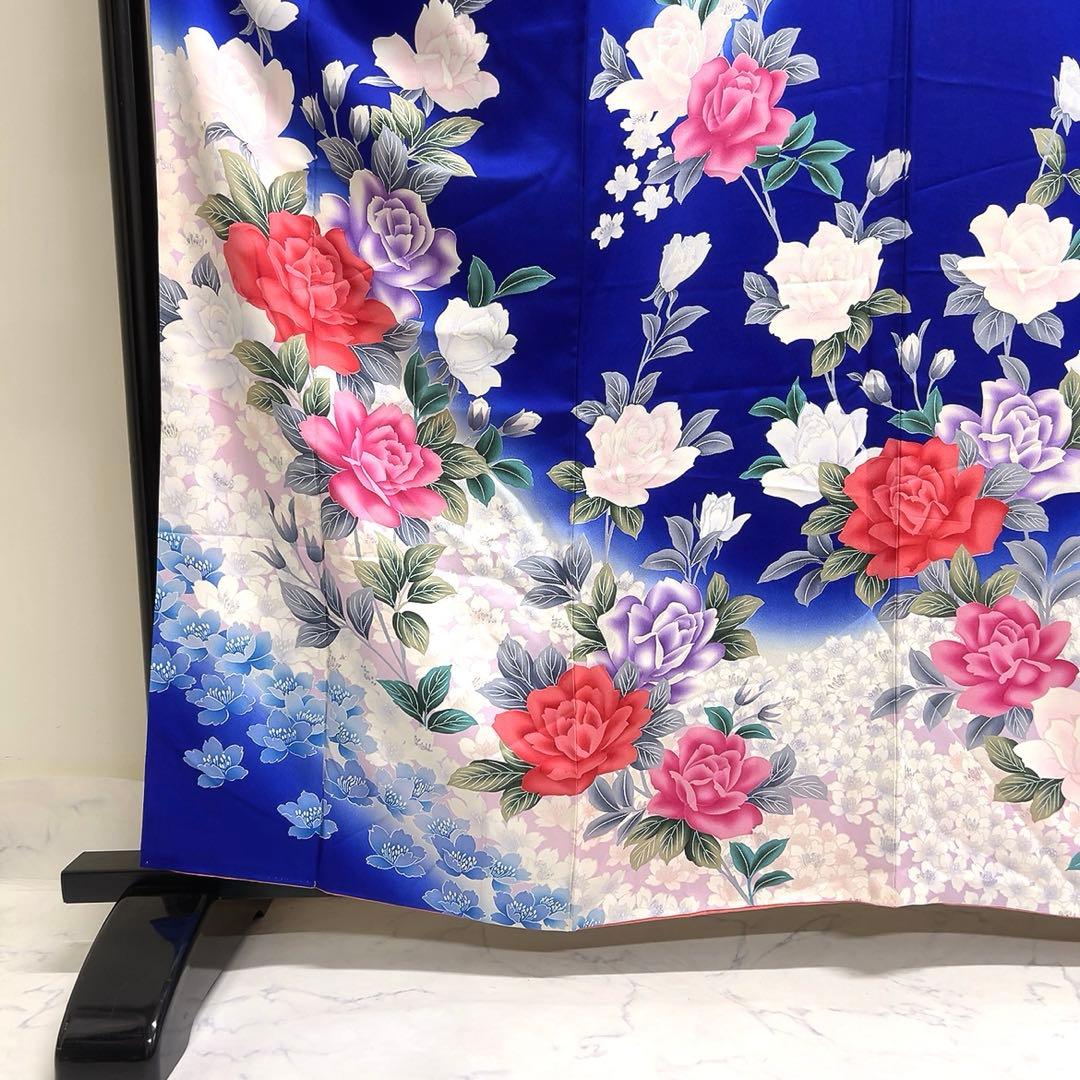 振袖　薔薇　桜　銀彩　着物　081tz