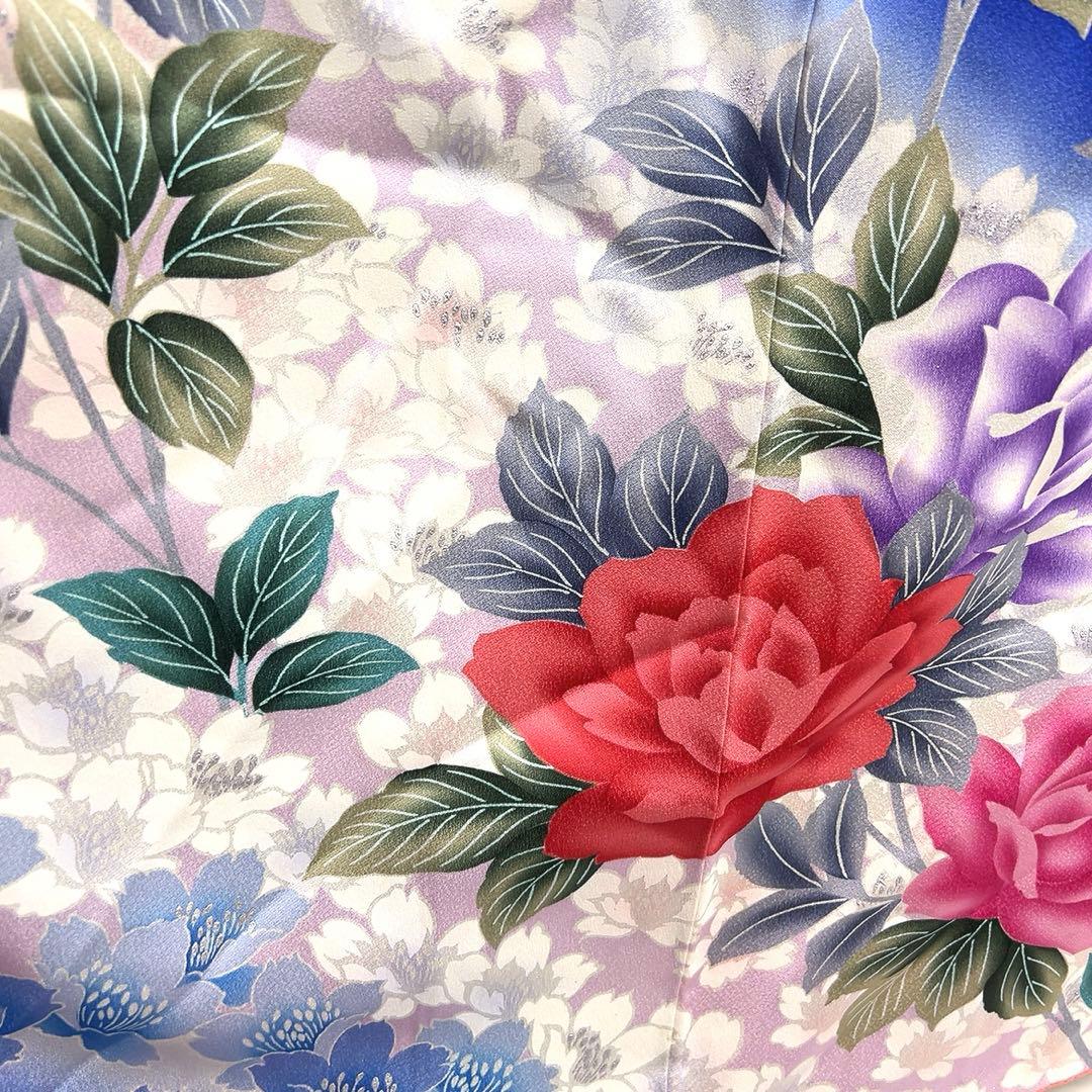 振袖　薔薇　桜　銀彩　着物　081tz