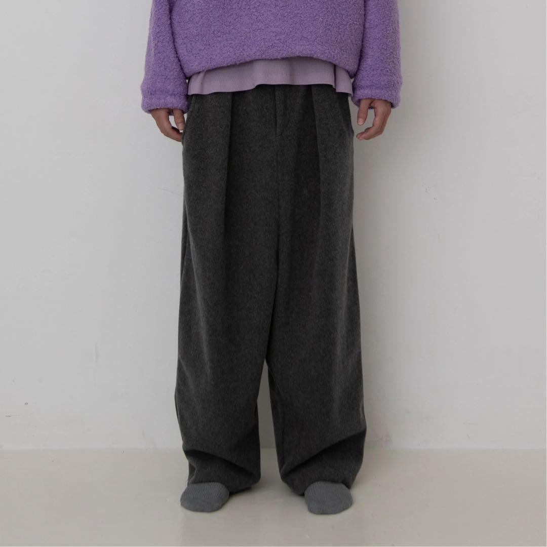パンツ SUNSET MOSSA WOOL WIDE SAROUEL SLACKS