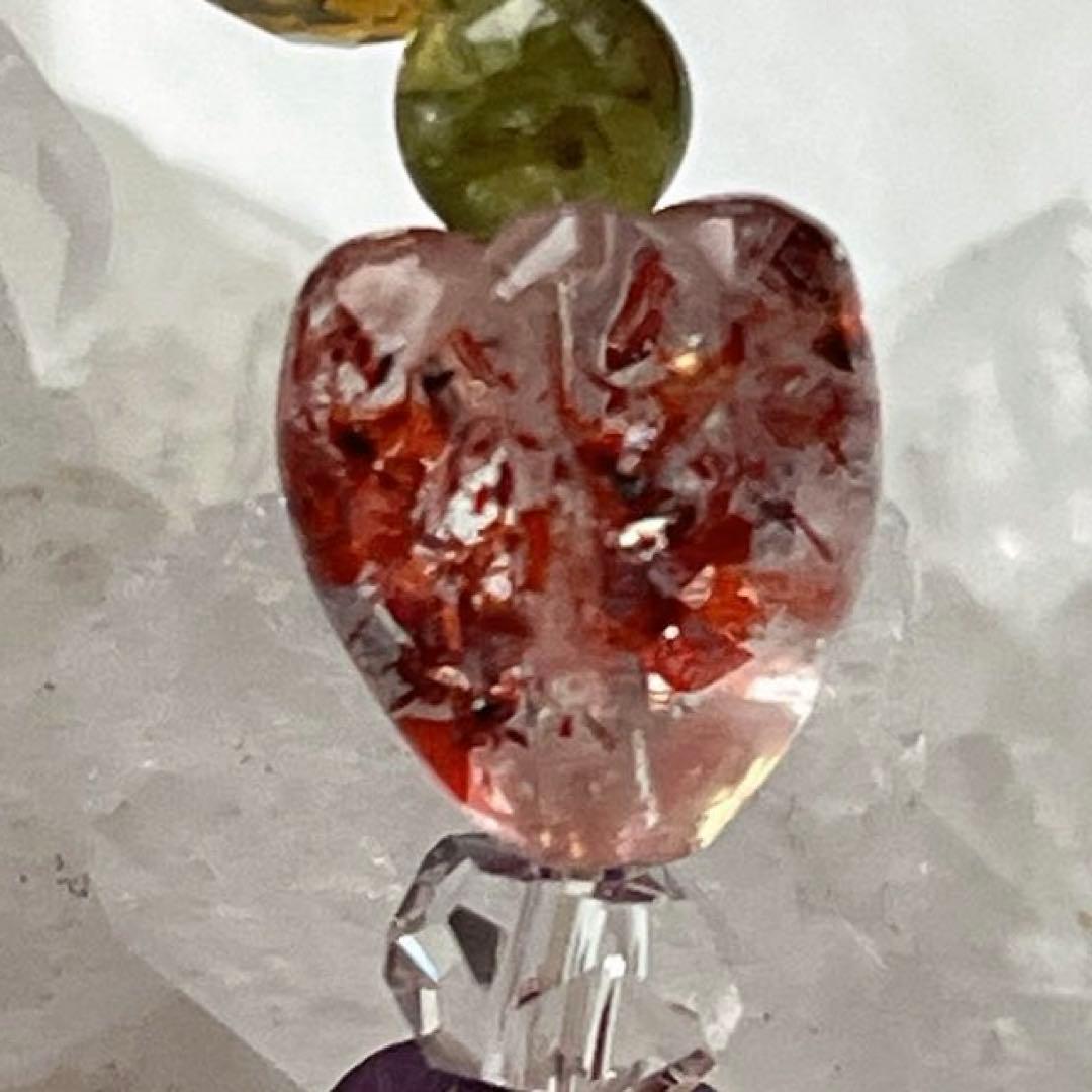 カザフスタン産ストロベリークォーツ苺＆ラリマー桜型天然石ブレスレット