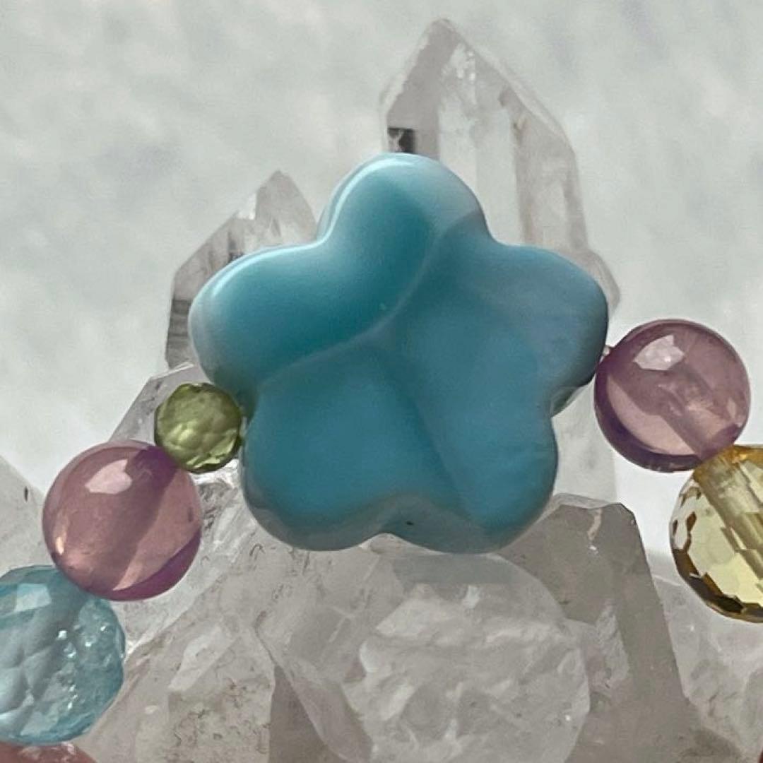 カザフスタン産ストロベリークォーツ苺＆ラリマー桜型天然石ブレスレット