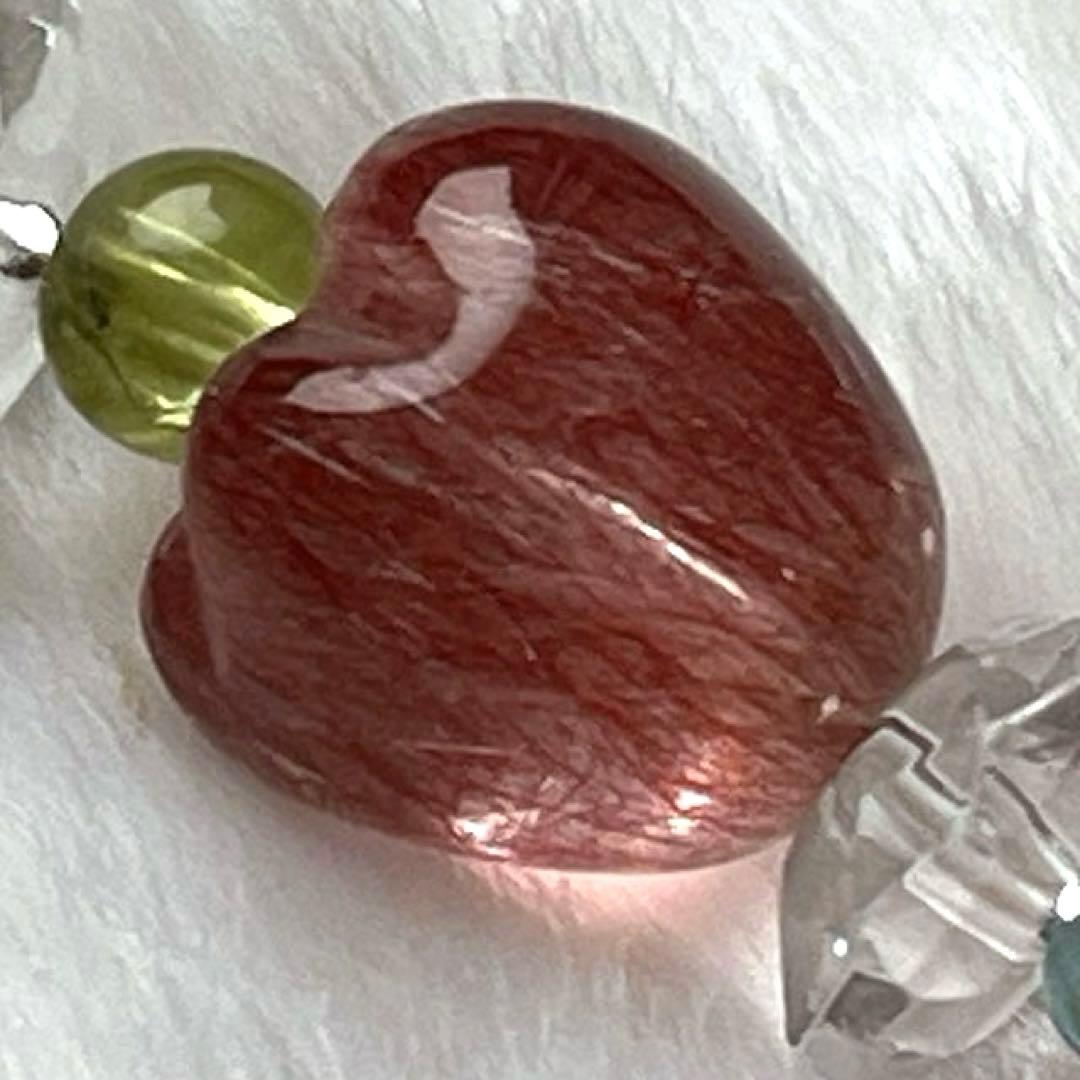 カザフスタン産ストロベリークォーツ苺＆ラリマー桜型天然石ブレスレット