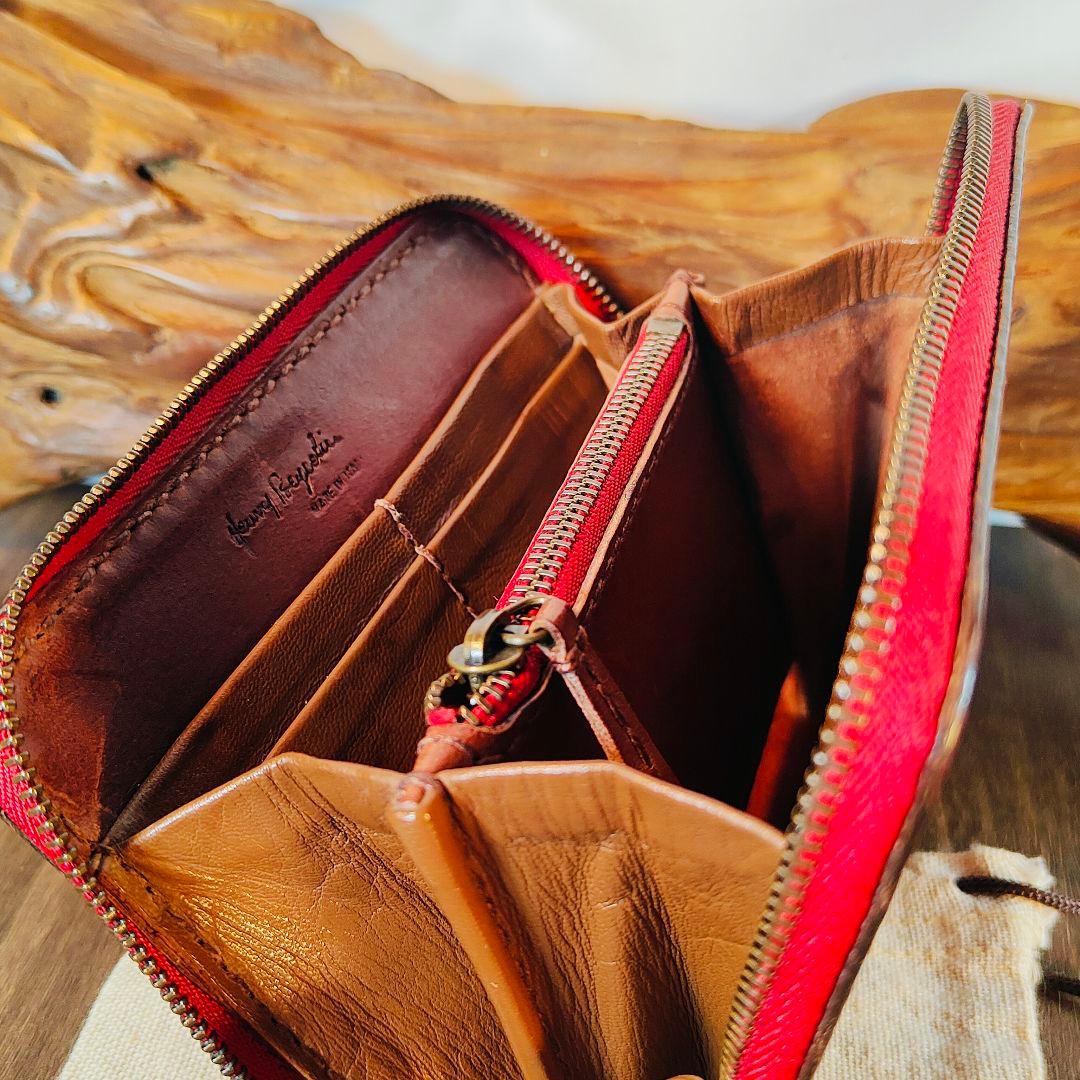 【極上エイジング】エンリーベグリン 高級レザーウォレット イタリア製 袋付正規品