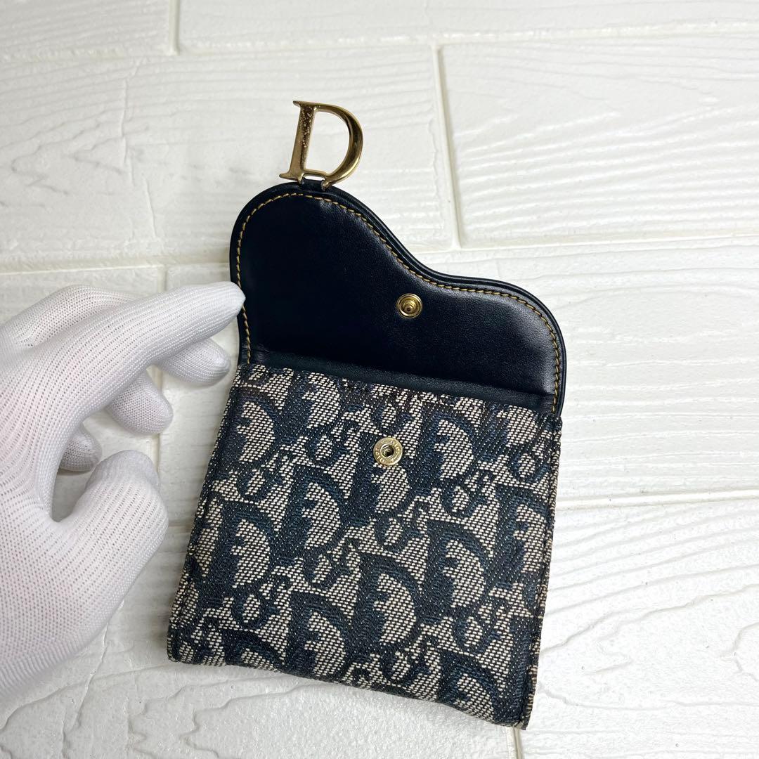 ✨美品✨☘️クリスチャンディオール☘️✨折り財布✨トロッター柄✨キャンバスレザー✨