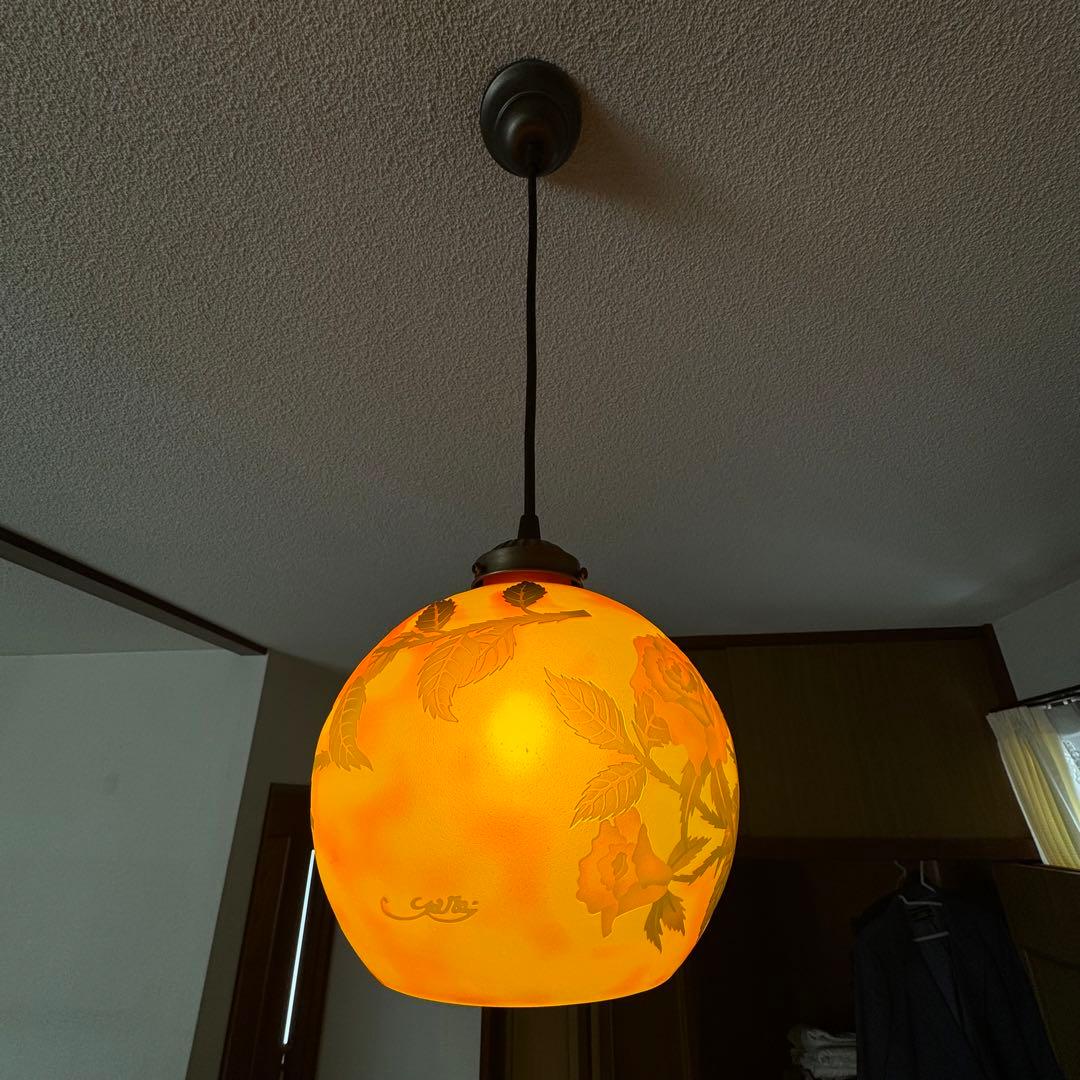 Emile Galleエミールガレ　カメオ　バラ　薔薇　ランプ　天井ライト　照明