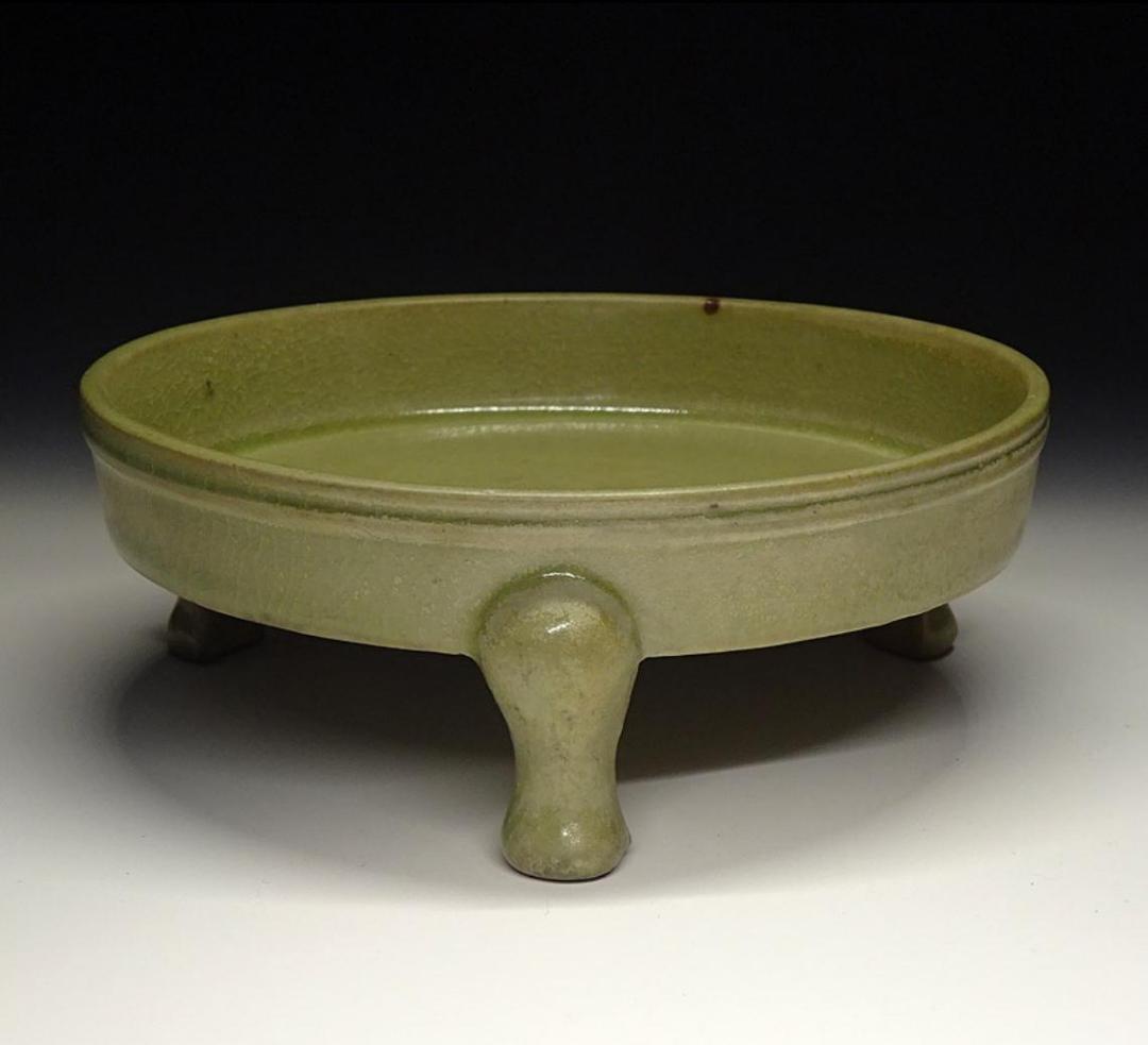 中国古玩 汝窯 筆洗 水孟 水盂 三足器 唐物 時代物 書道具 t66871