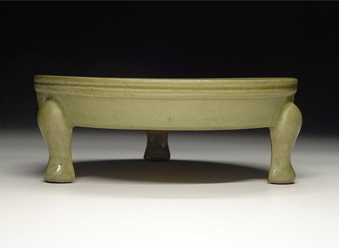 中国古玩 汝窯 筆洗 水孟 水盂 三足器 唐物 時代物 書道具 t66871