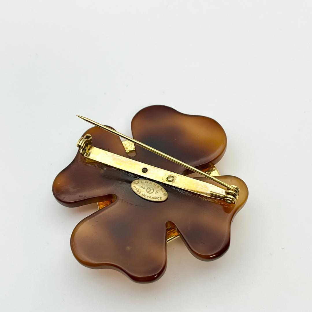 シャネル 95P ココマーク ハート べっ甲 フラワー GP ブローチ マーブル