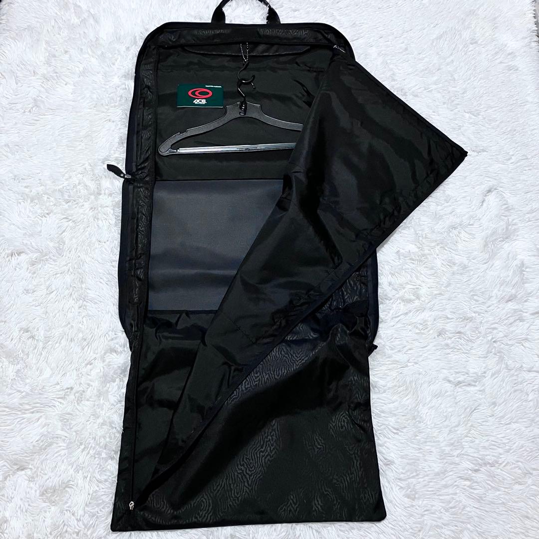 【美品】ACE. エース ブラック ガーメントバッグ ナイロン レザー 三つ折り