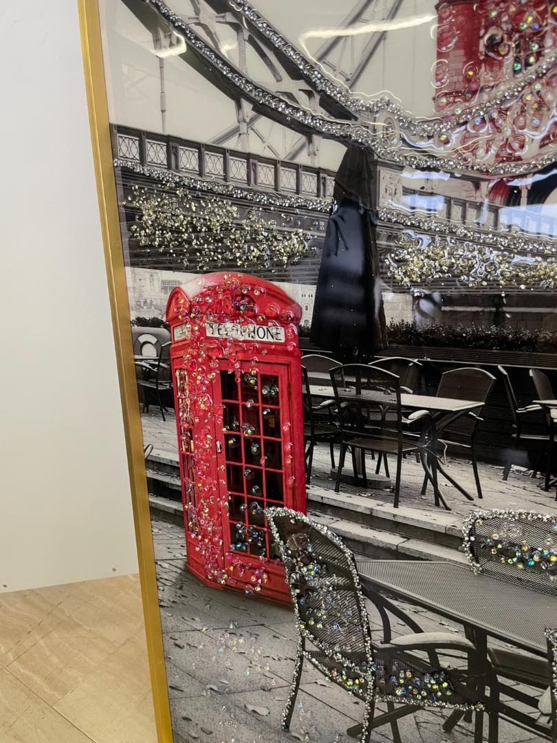 水晶絵　イギリス　ロンドン　アートパネル　クリスタル　立体　絵画　パネル　額縁