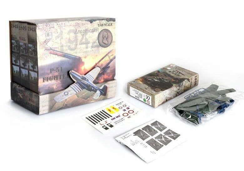 希少 1/48 アメリカ傑作機 P-51Dマスタング簡単組立接着剤塗装不要 6機