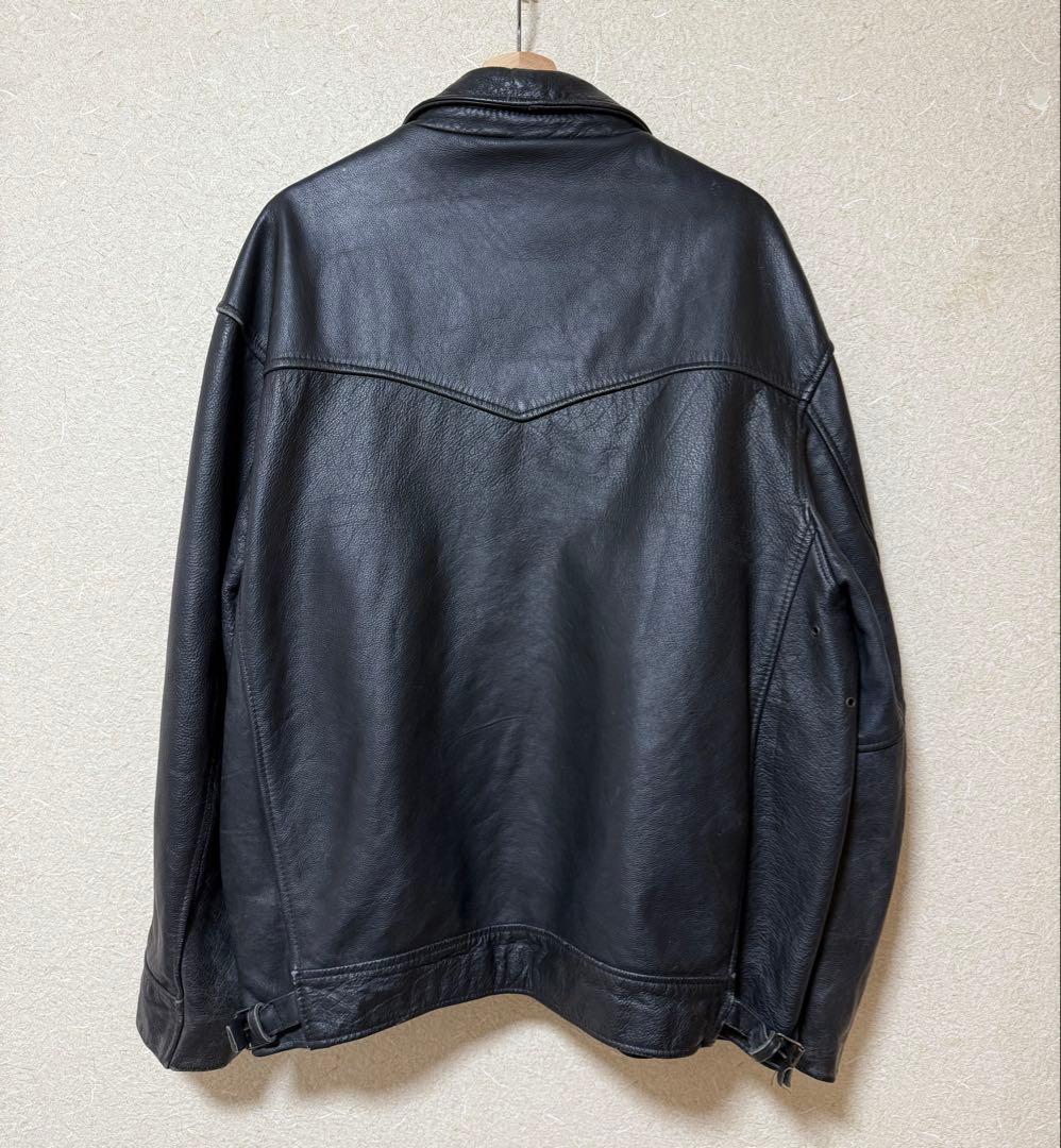 極上　80’s ロンジャン　レザージャケット　イングランド製　シングル　XL