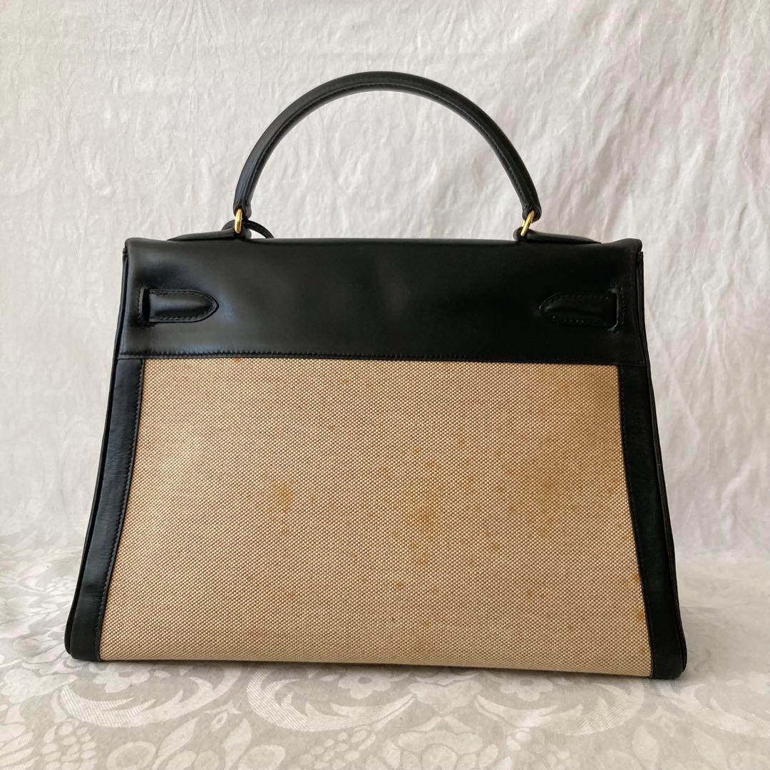 希少 エルメス ケリー 32 トワルアッシュ ブラック 〇F刻印