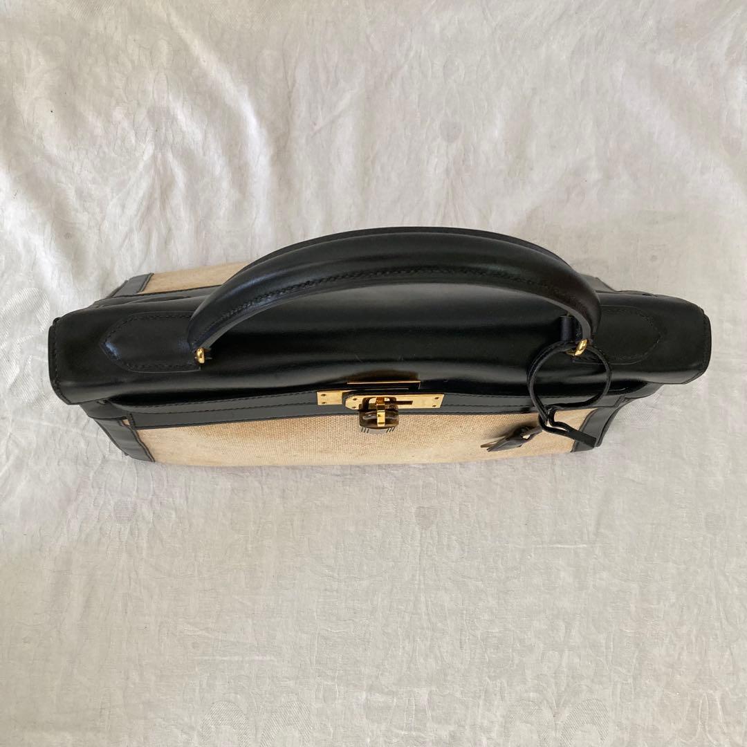 希少 エルメス ケリー 32 トワルアッシュ ブラック 〇F刻印