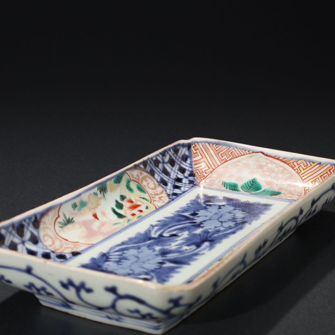 伊万里金襴手　花文長皿　骨董　古伊万里　R0229w3ダB
