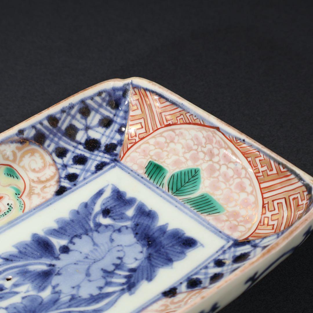伊万里金襴手　花文長皿　骨董　古伊万里　R0229w3ダB