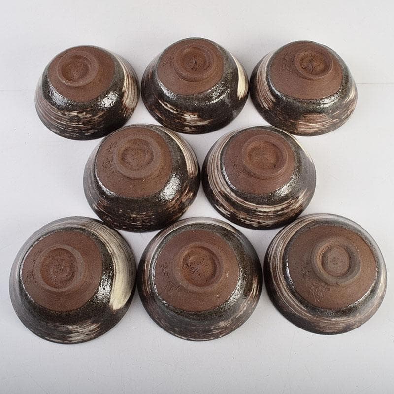 茶道具　兎月窯　杉浦芳樹　刷毛目　数茶碗　八客　時代箱付　V　R9419B