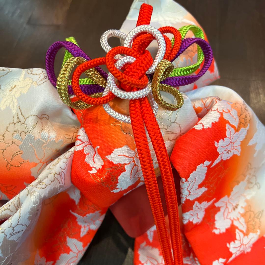 アンティーク 七五三 105cm前後 着物 作り帯 小物一式 フルセット 鼓 赤