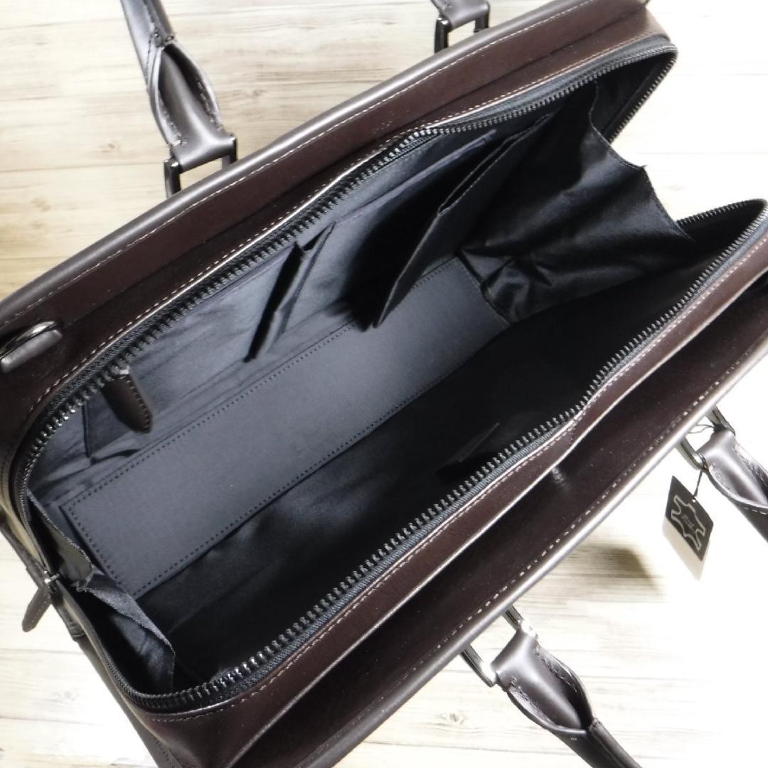 タケオキクチ 定価5万3900円 2WAY レザー ビジネスバッグ 牛革 濃茶