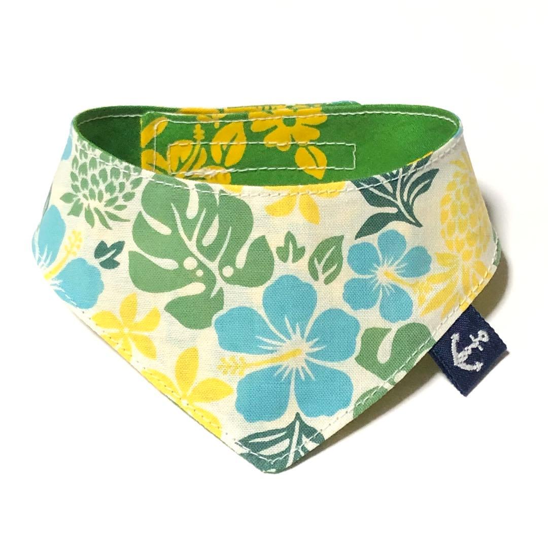 No.2932☘️ 犬猫用 リバーシブル バンダナ Mサイズ ハワイアン ピンク