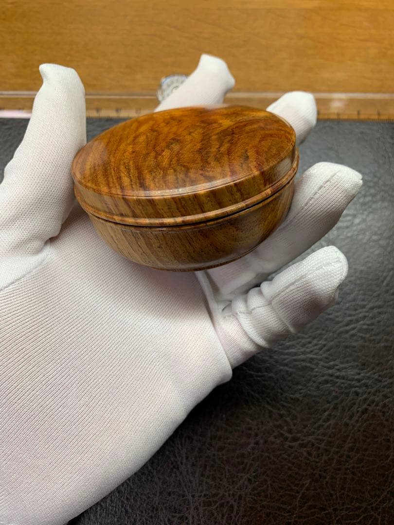 唐木製 蓋付き小物入れ 黄花梨風 木工芸品 文房具箱