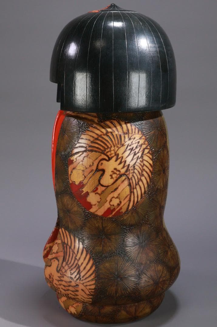 BE978　小林伊之助作 『 夕月 』　木彫　創作こけし　高さ35.5㎝