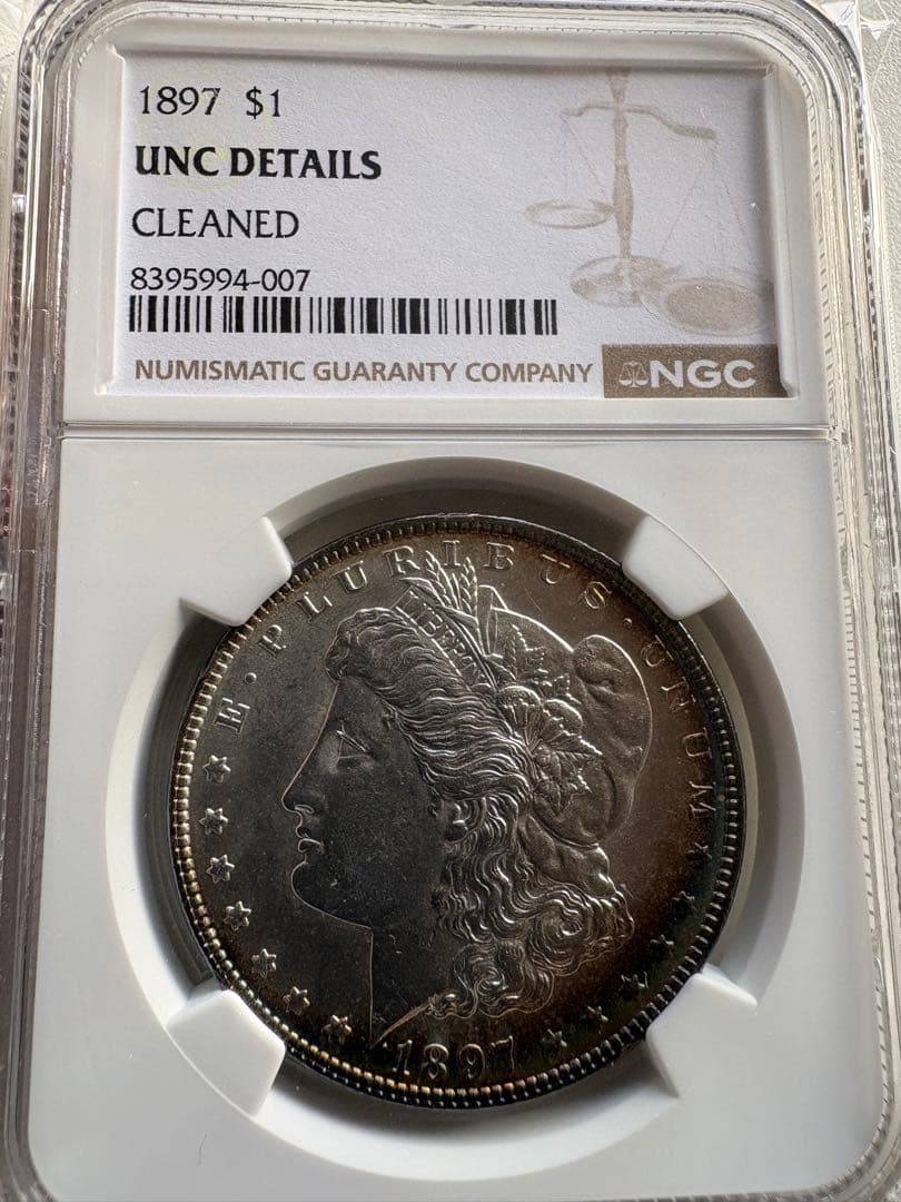 【銀貨保証】1897年銘　モルガンダラー　銀貨　NGC鑑定　UNC判定