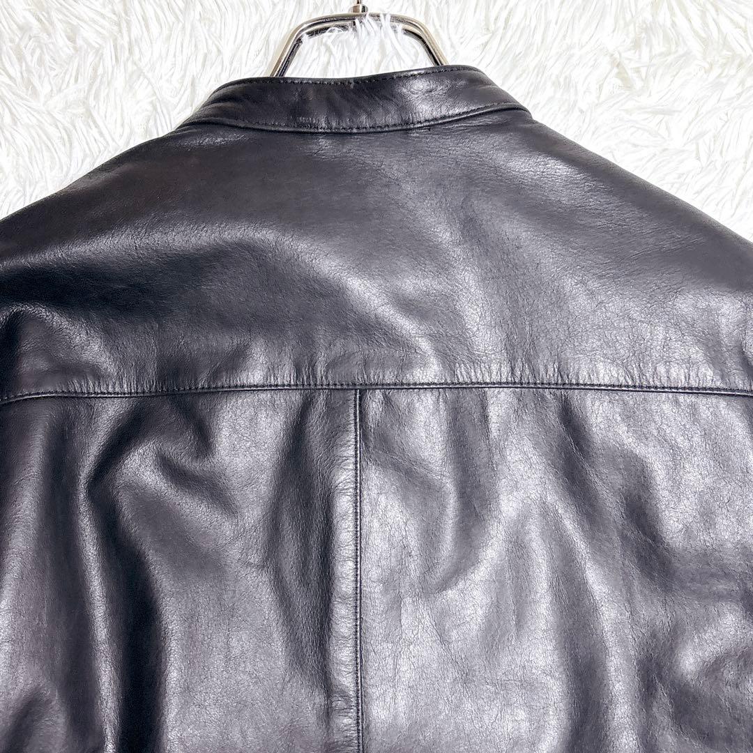 【美品】EDIFICE シングルライダース レザージャケット Lブラック 本革