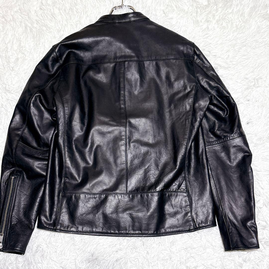 【美品】EDIFICE シングルライダース レザージャケット Lブラック 本革