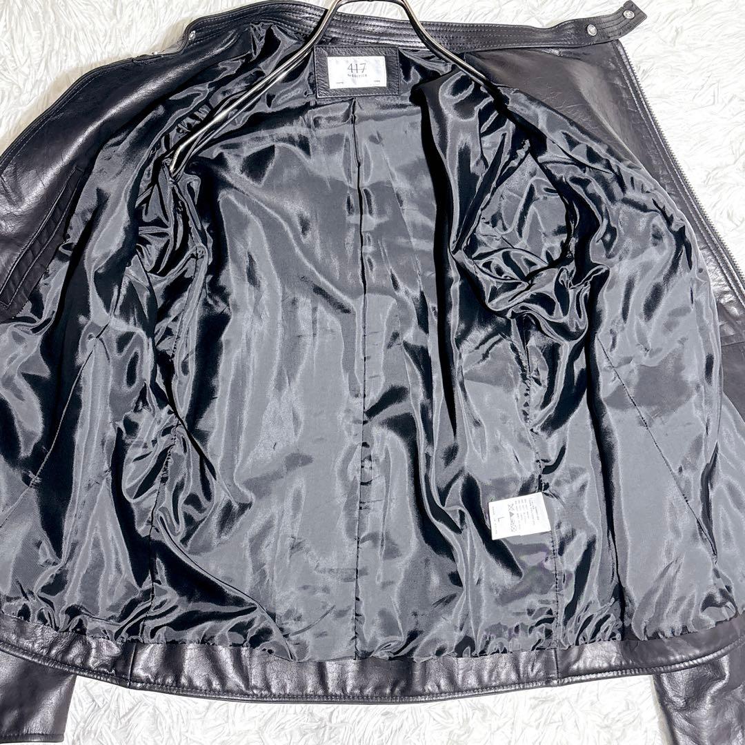 【美品】EDIFICE シングルライダース レザージャケット Lブラック 本革