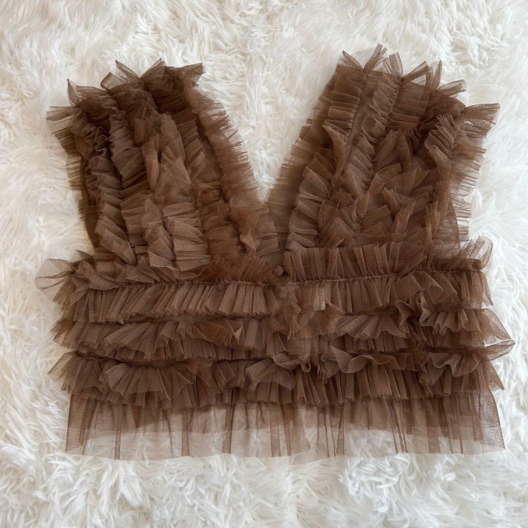 【新品✨️】niana チュールベスト&オールインワン パンツドレス ブラウン M